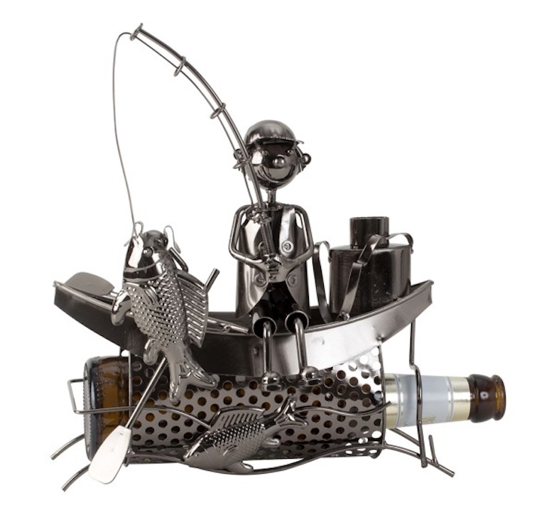 Bierfleshouder visser in boot- metaal